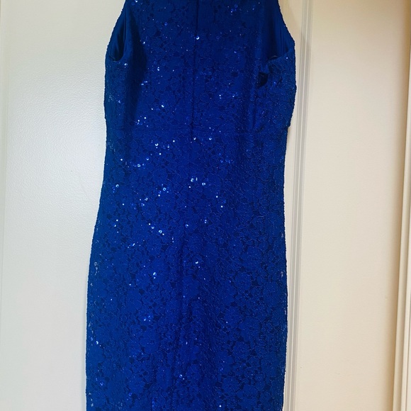 Royal blue sequin & lace cocktail dress - Picture 5 of 7